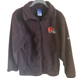 Vintage‎ Reebok NFL Cleveland Browns Fleece Zip Jacket Brown Youth M 10-12
